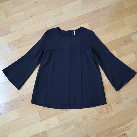 Kensie Black Swing Blouse with Bell Sleeves, Size Small - Picture 10 of 12
